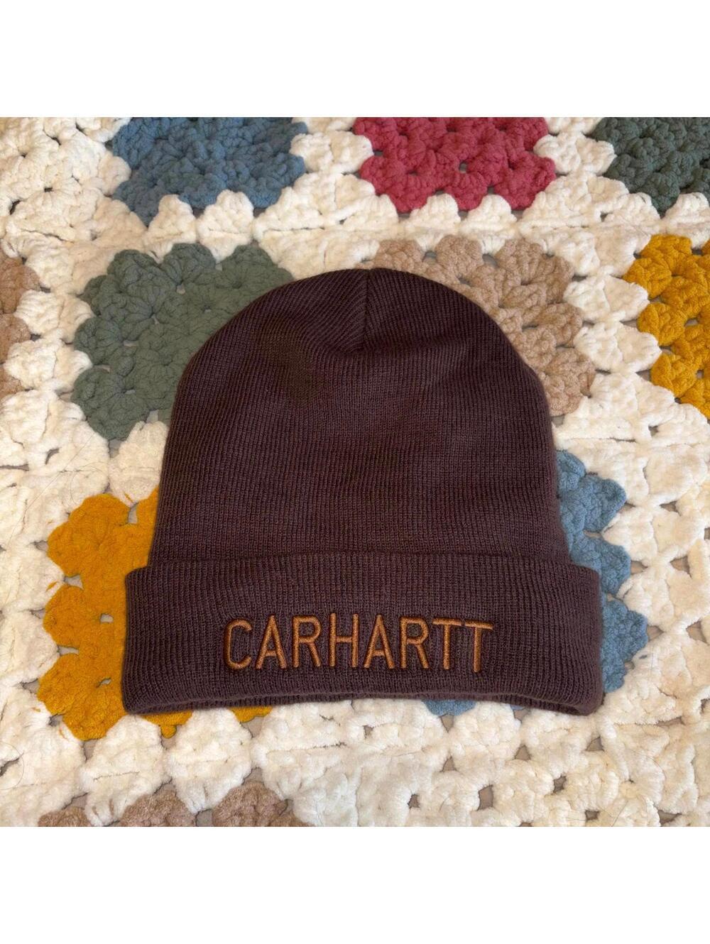 Carhartt Beaning Knitted Brown Stretch Hat Outdoor Workwear One Size Casual WIP